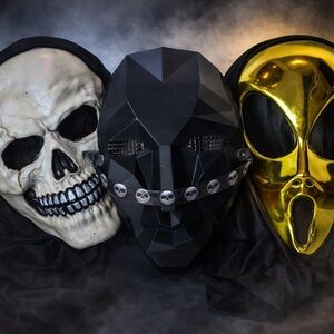 Halloween Mask Bundle Skull Gold Ghostface Black Cosplay Set